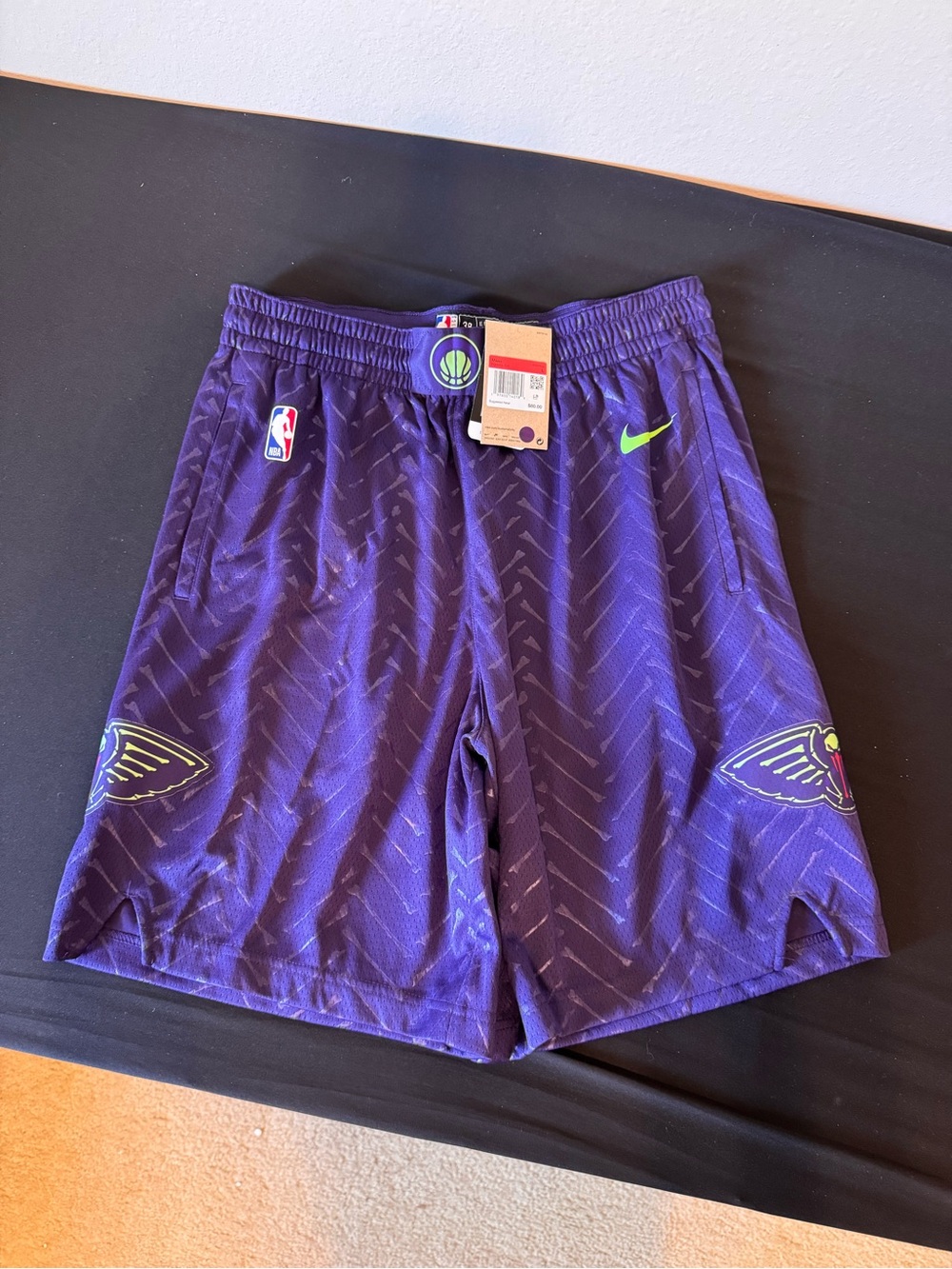 Nike Purple Basketball Shorts with Neon Green Accents